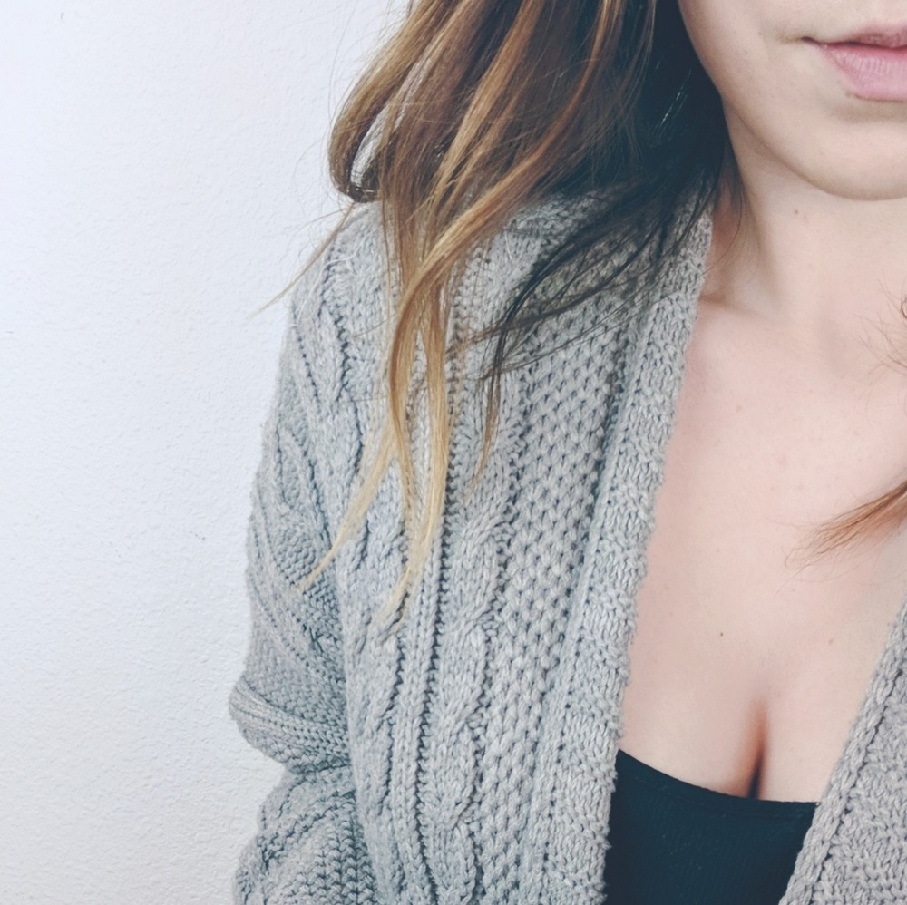 Timing Grey Cable Knit Chunky Cardigan